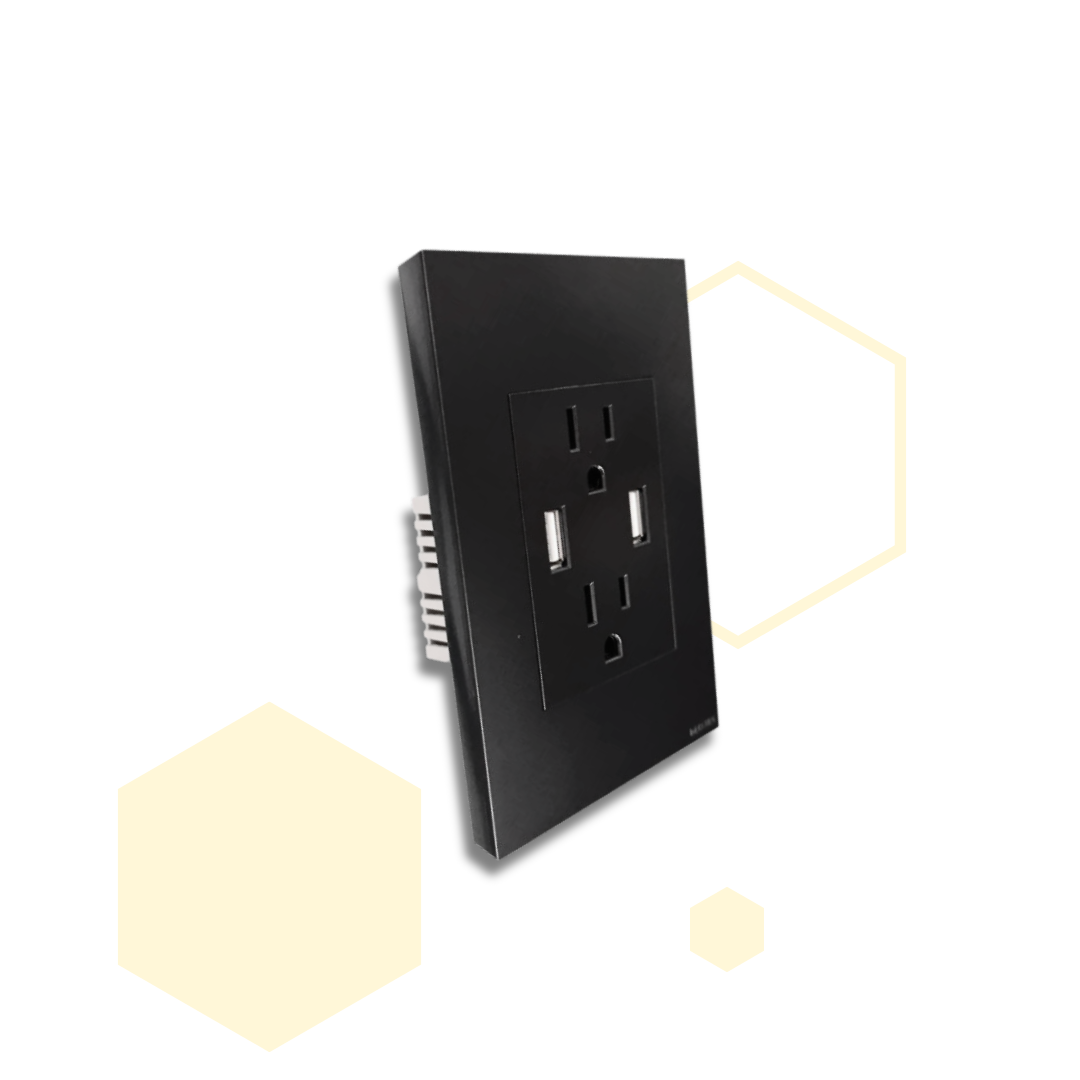 TOMA DOBLE POLO TIERRA + USB X2 WHITE LUXURY