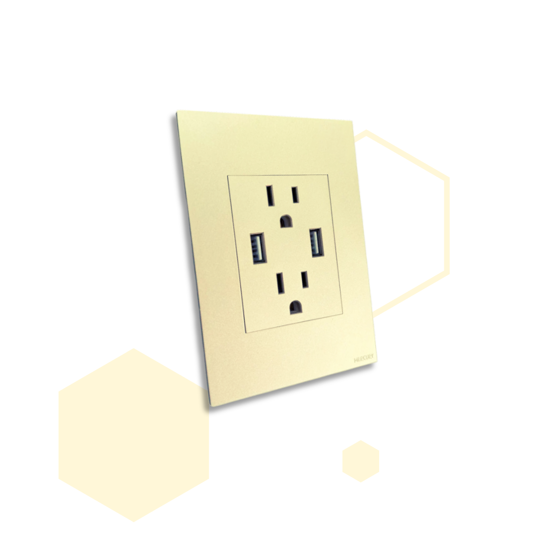 TOMA DOBLE POLO TIERRA + USB X2 WHITE LUXURY