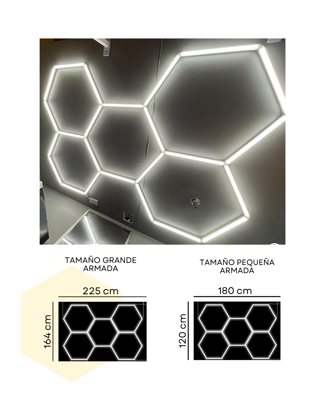 LÁMPARA HEXAGONAL LED MODULAR – 24 PIEZAS