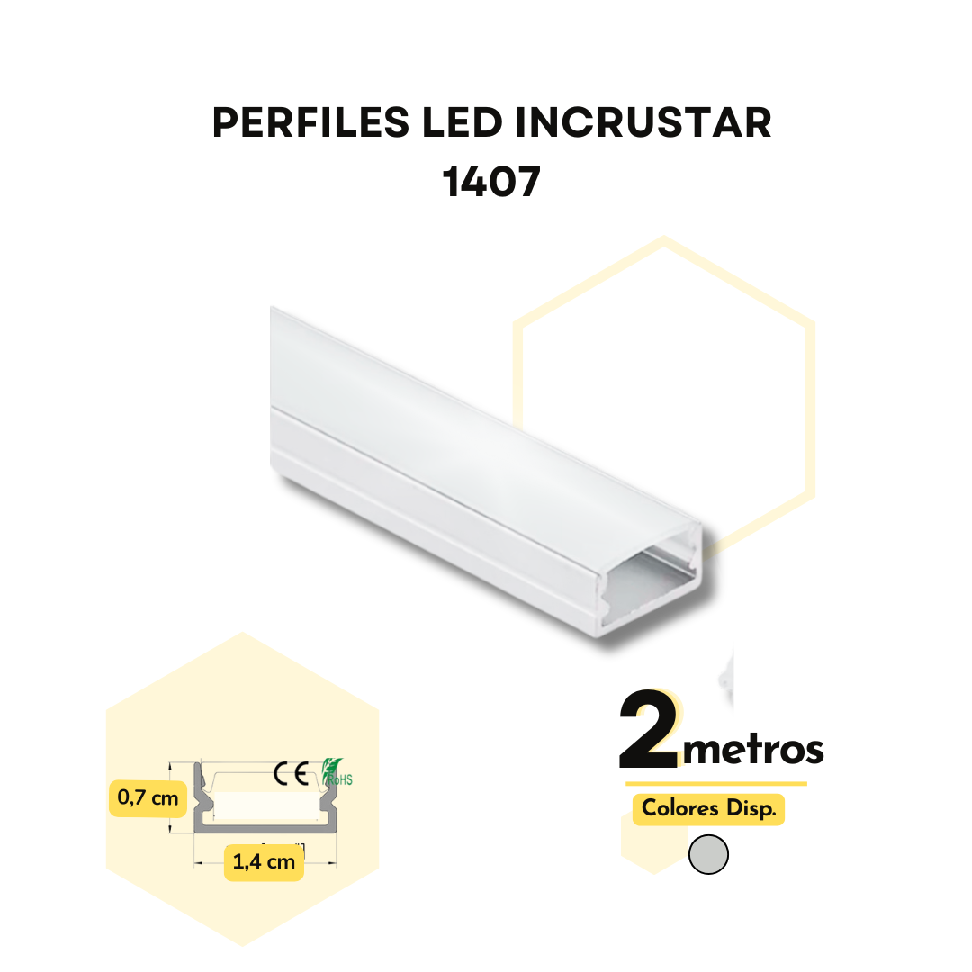 PERFILES LED INCRUSTAR 1407 ALUMINIO