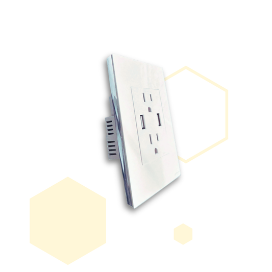 TOMA DOBLE POLO TIERRA + USB X2 WHITE LUXURY